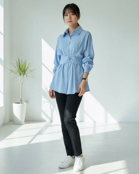 ウエストベルトブラウス