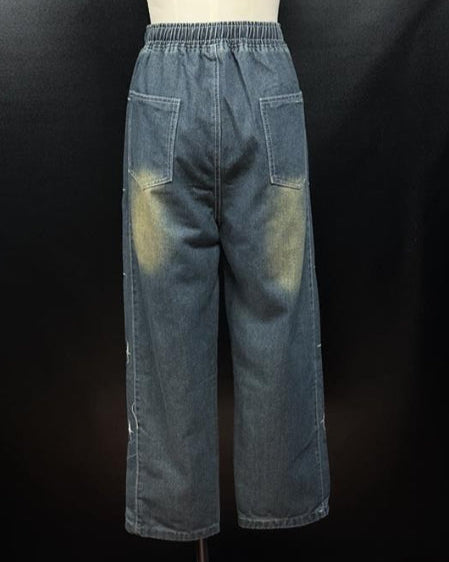 刺繡デザインワイドデニム