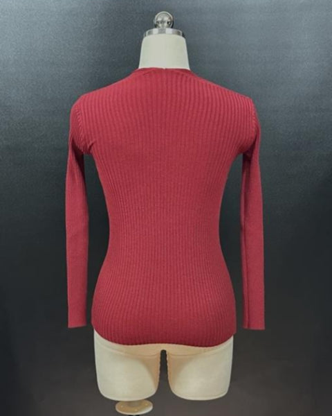 リブ編みニットトップス