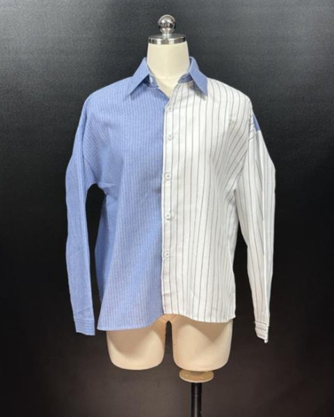 バイカラーストライプシャツ