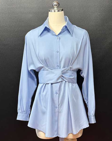 ウエストベルトブラウス