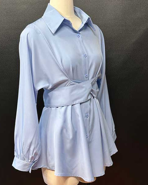 ウエストベルトブラウス