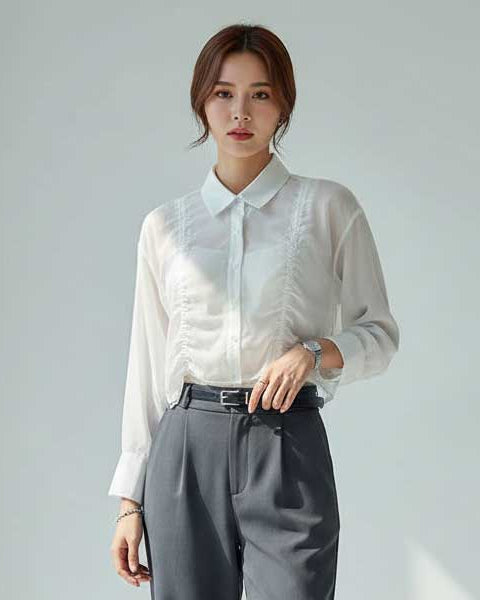 シャーリングブラウス
