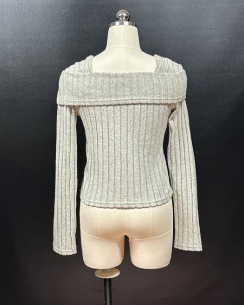 デザインリブ編みトップス