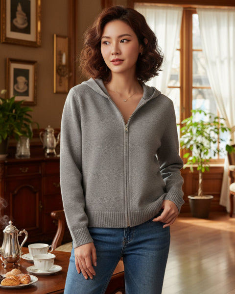 メリヤス編みニットパーカー