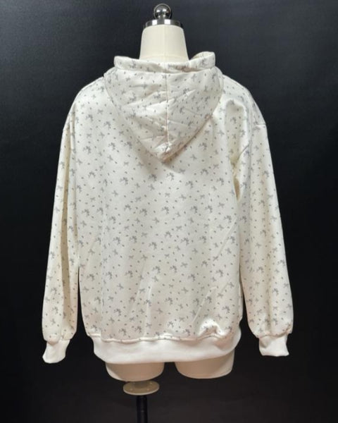 リボン柄リラックスフーディー