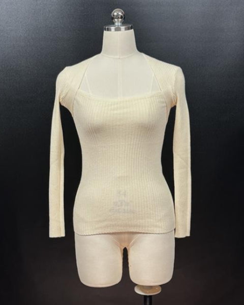 リブ編みニットトップス