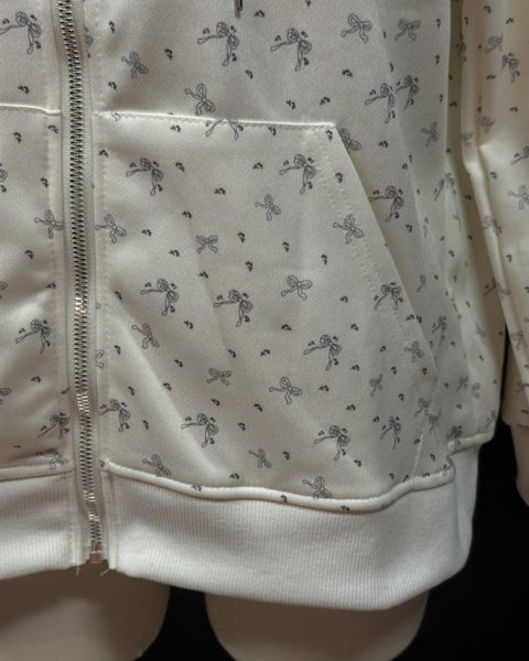 リボン柄リラックスフーディー