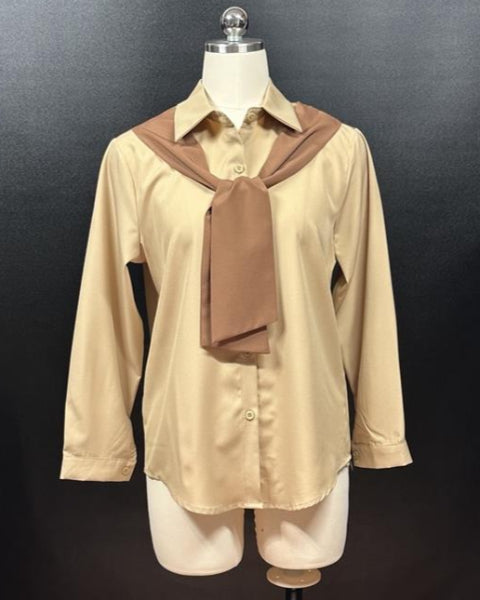 リボン風デザインシャツブラウス