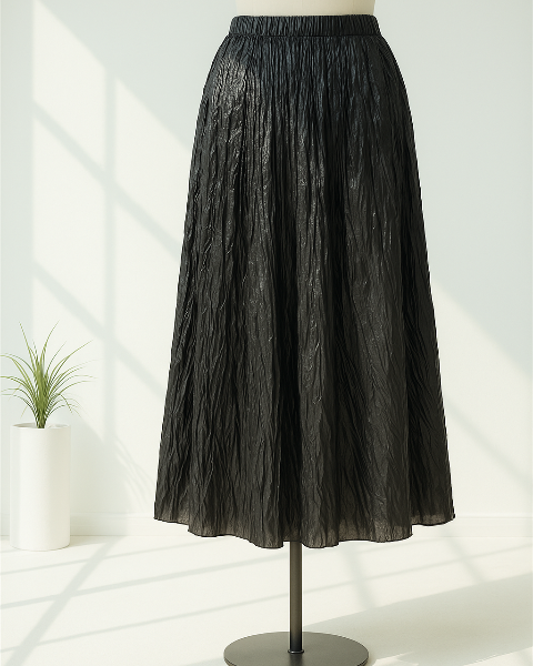 ランダムプリーツロングスカート