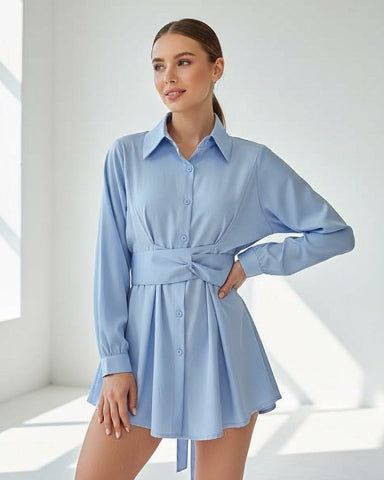 ウエストベルトブラウス