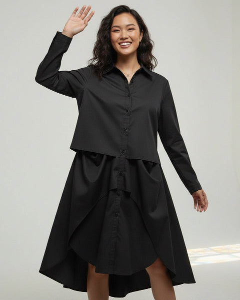 レイヤードシャツワンピース