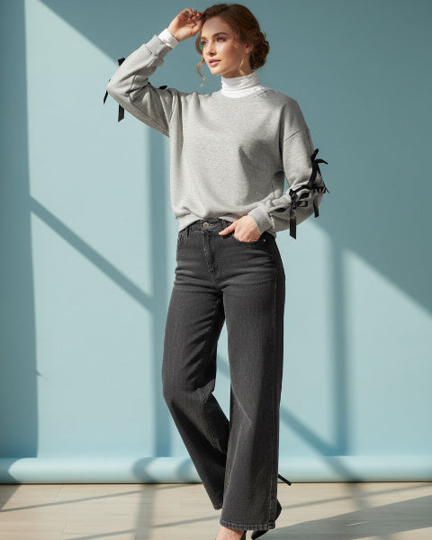 リボンスウェットトップス