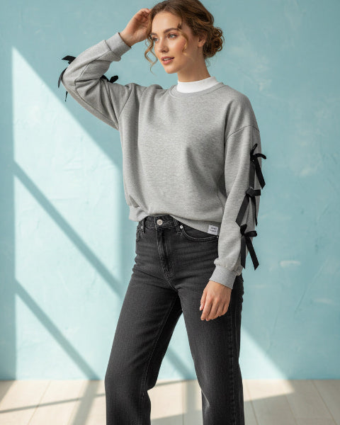 リボンスウェットトップス