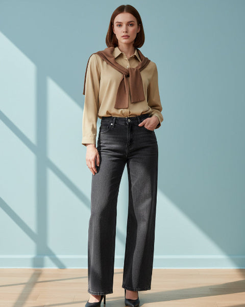 リボン風デザインシャツブラウス