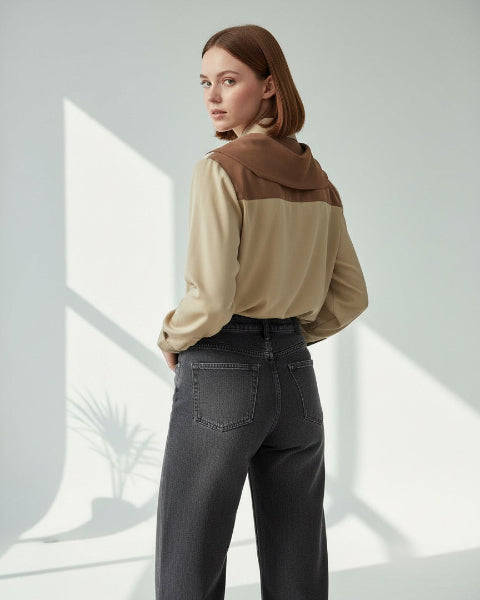 リボン風デザインシャツブラウス