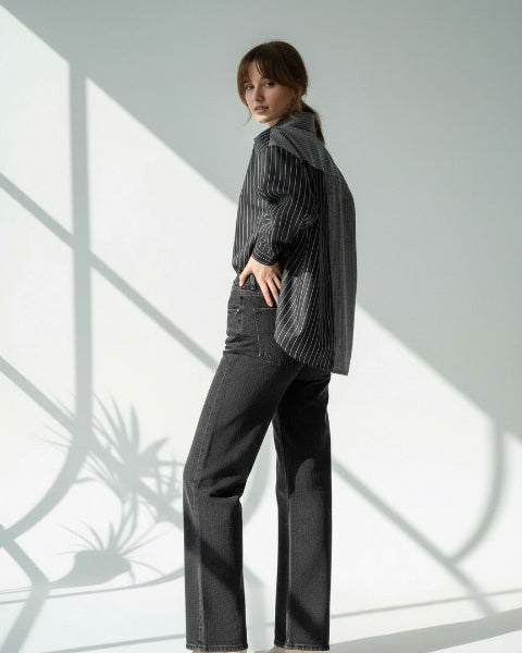 バイカラーストライプシャツ