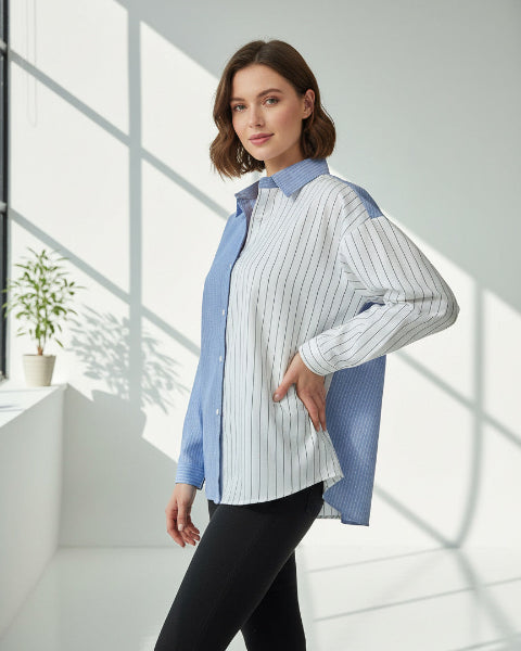 バイカラーストライプシャツ