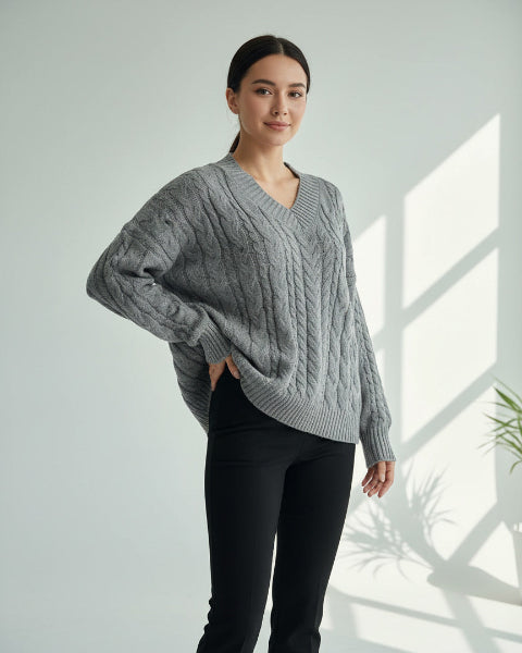 ケーブルニットプルオーバー