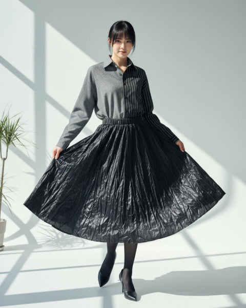 ランダムプリーツロングスカート