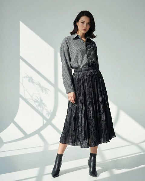 ランダムプリーツロングスカート