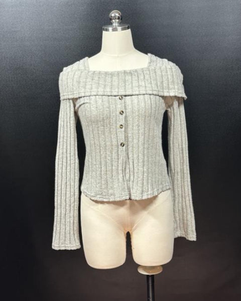 デザインリブ編みトップス