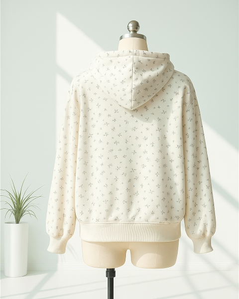 リボン柄リラックスフーディー