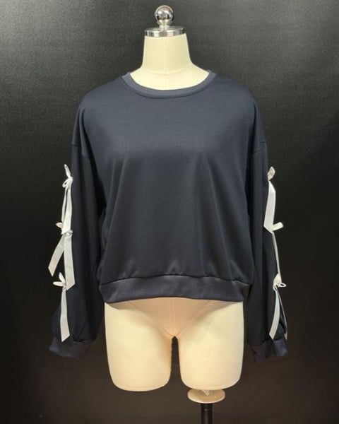 リボンスウェットトップス