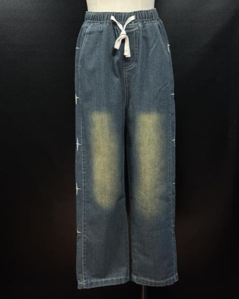 刺繡デザインワイドデニム