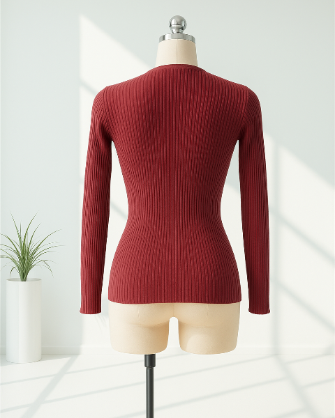 リブ編みニットトップス